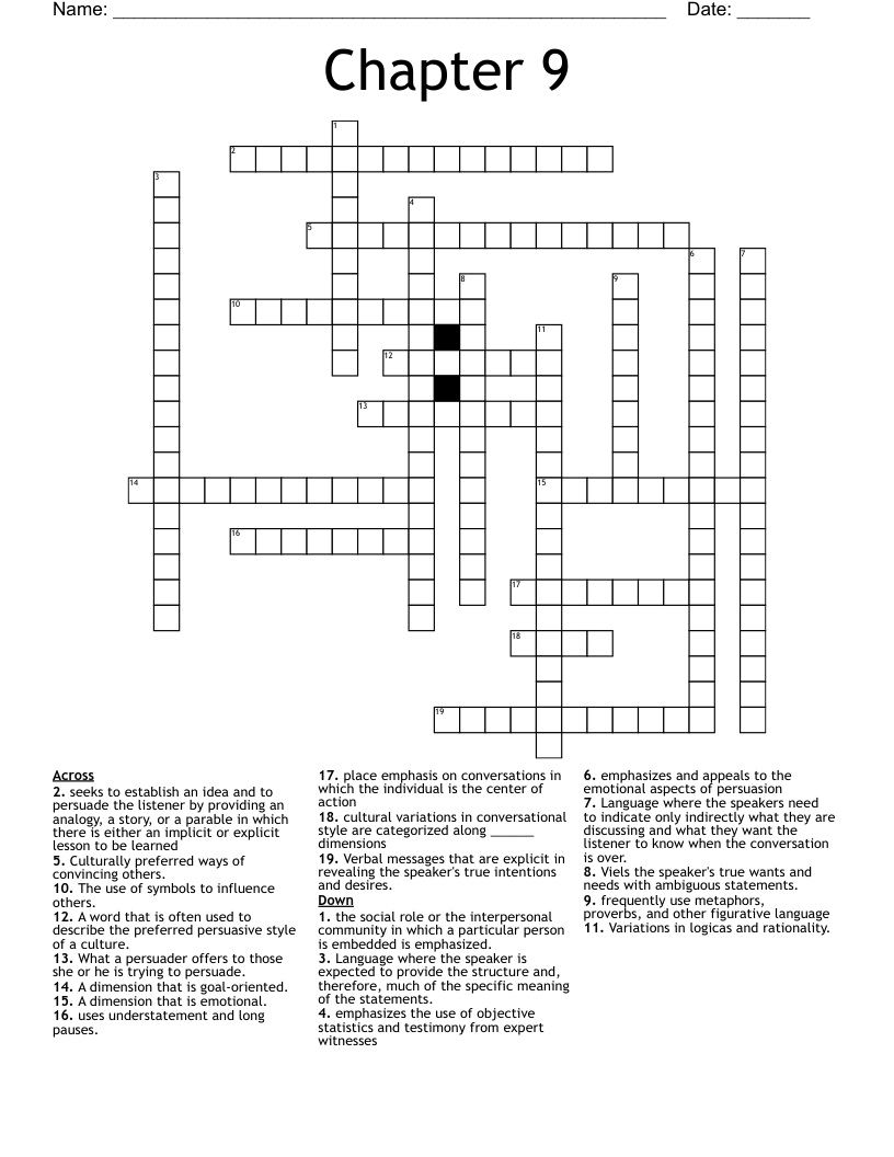 Chapter 9 Crossword WordMint