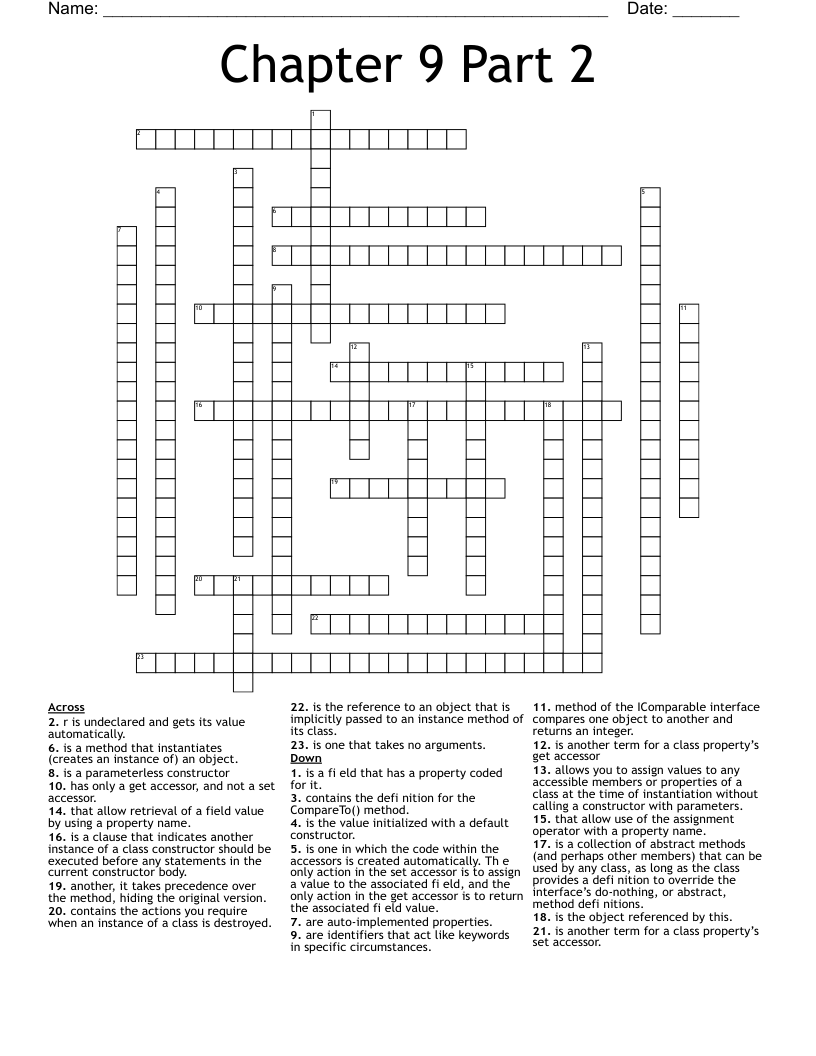 Chapter 9 Part 2 Crossword WordMint
