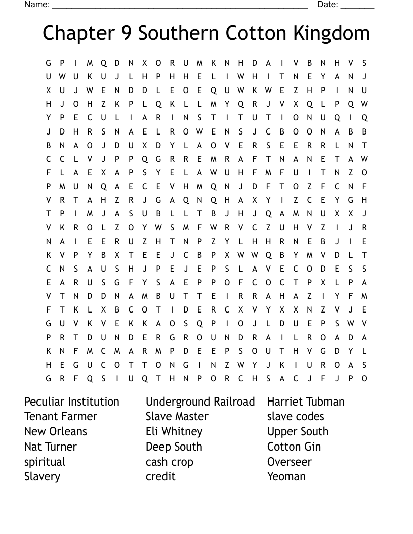 8th Grade Chapter 10 Crossword WordMint