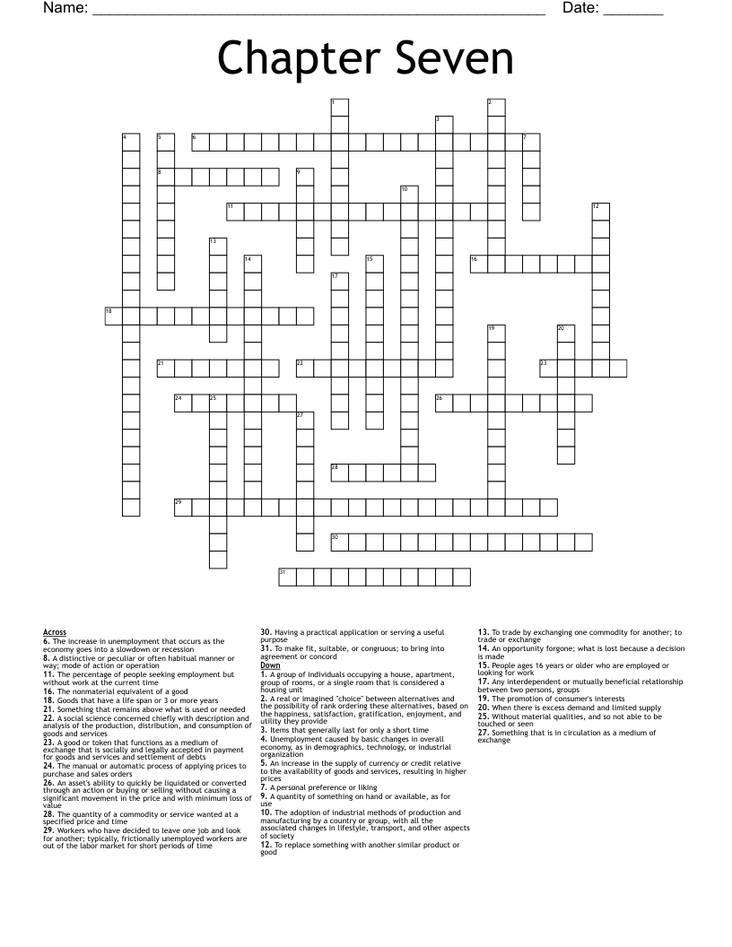 Chapter Seven Crossword WordMint
