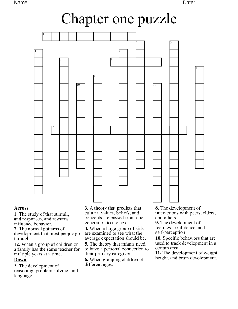 Chapter one puzzle Crossword - WordMint