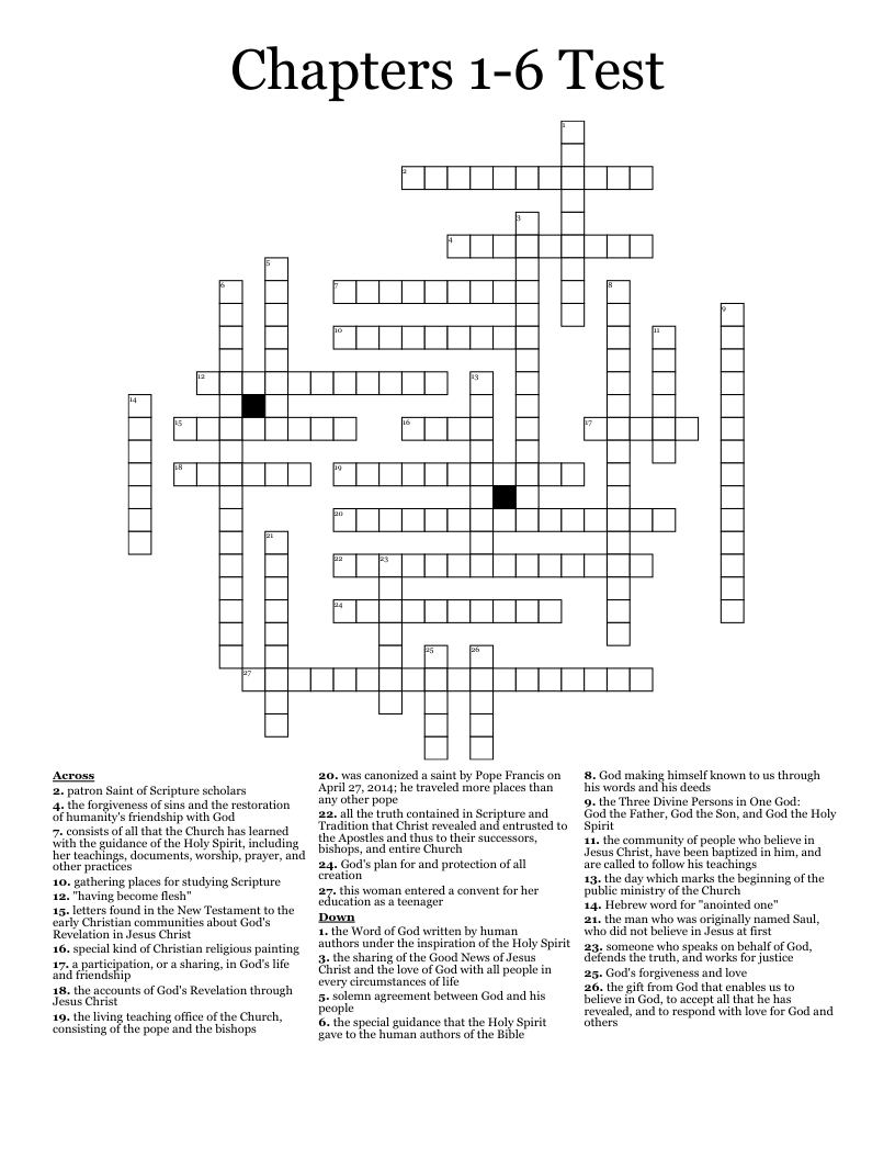 Chapters 16 Test Crossword WordMint