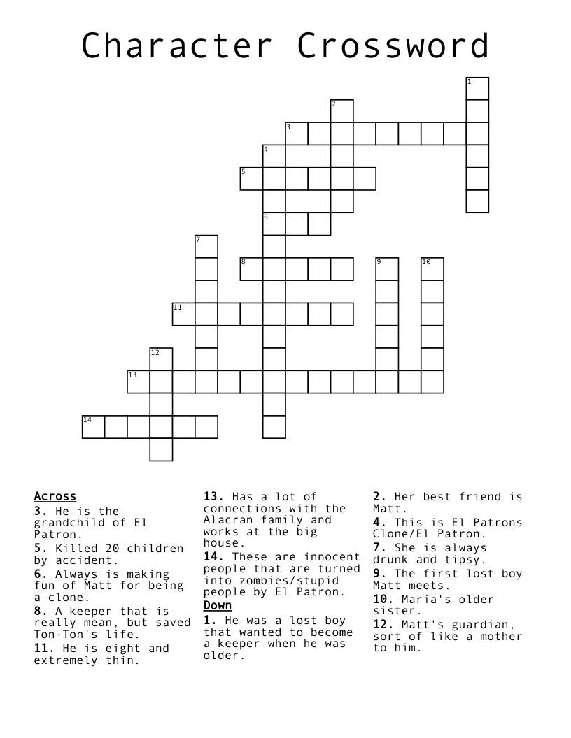 Character Crossword WordMint