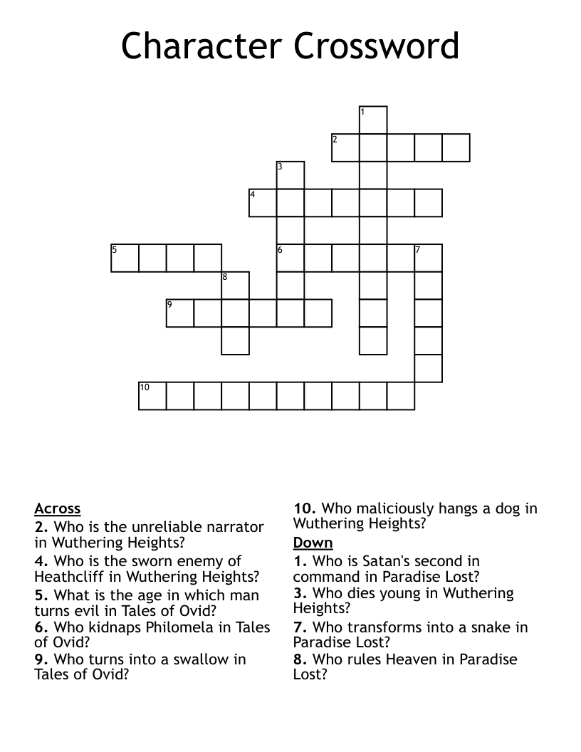 Character Crossword WordMint