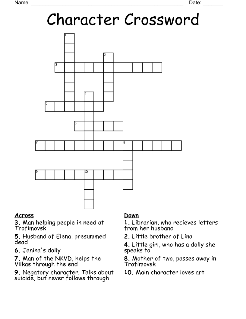 Character Crossword WordMint