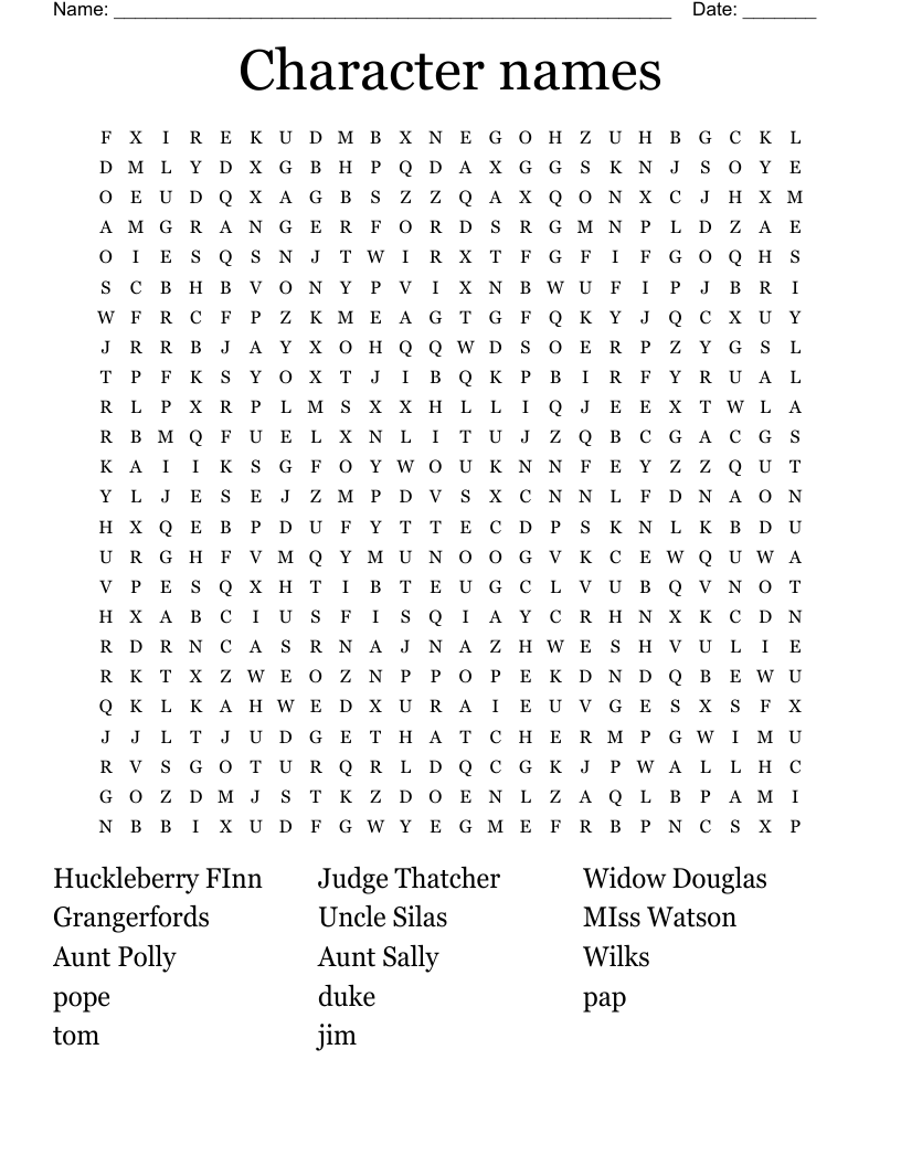 Similar to THE ADVENTURES OF HUCKLEBERRY FINN Crossword WordMint