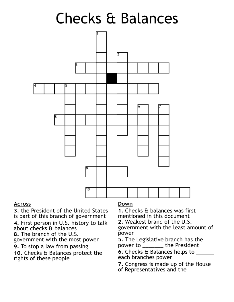 Checks & Balances Crossword WordMint