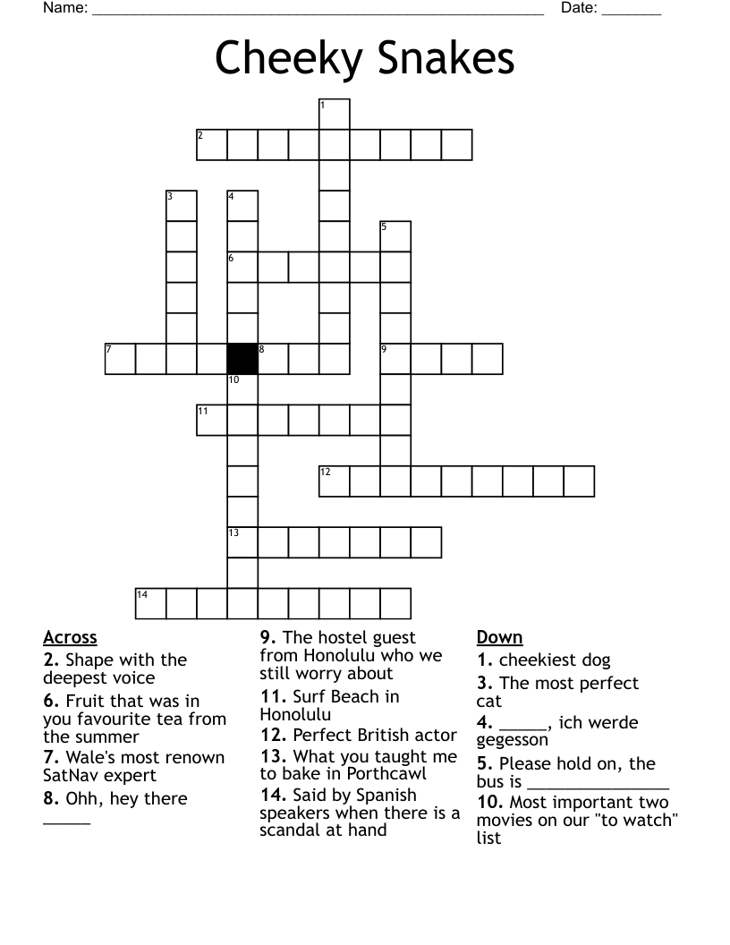 Cheeky Snakes Crossword WordMint
