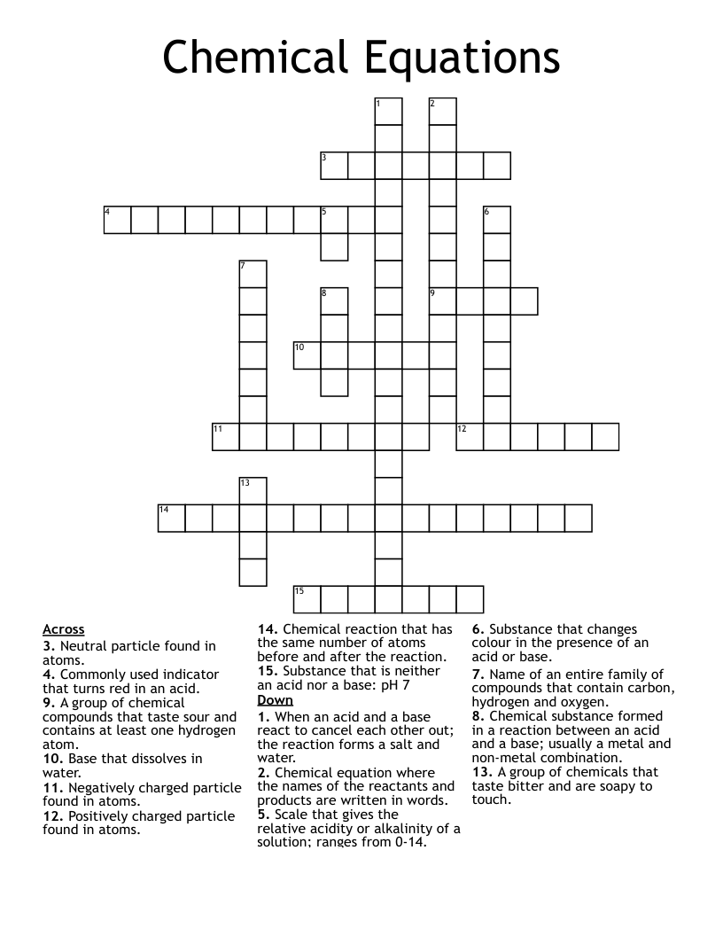 Acids and Alkali Crossword WordMint
