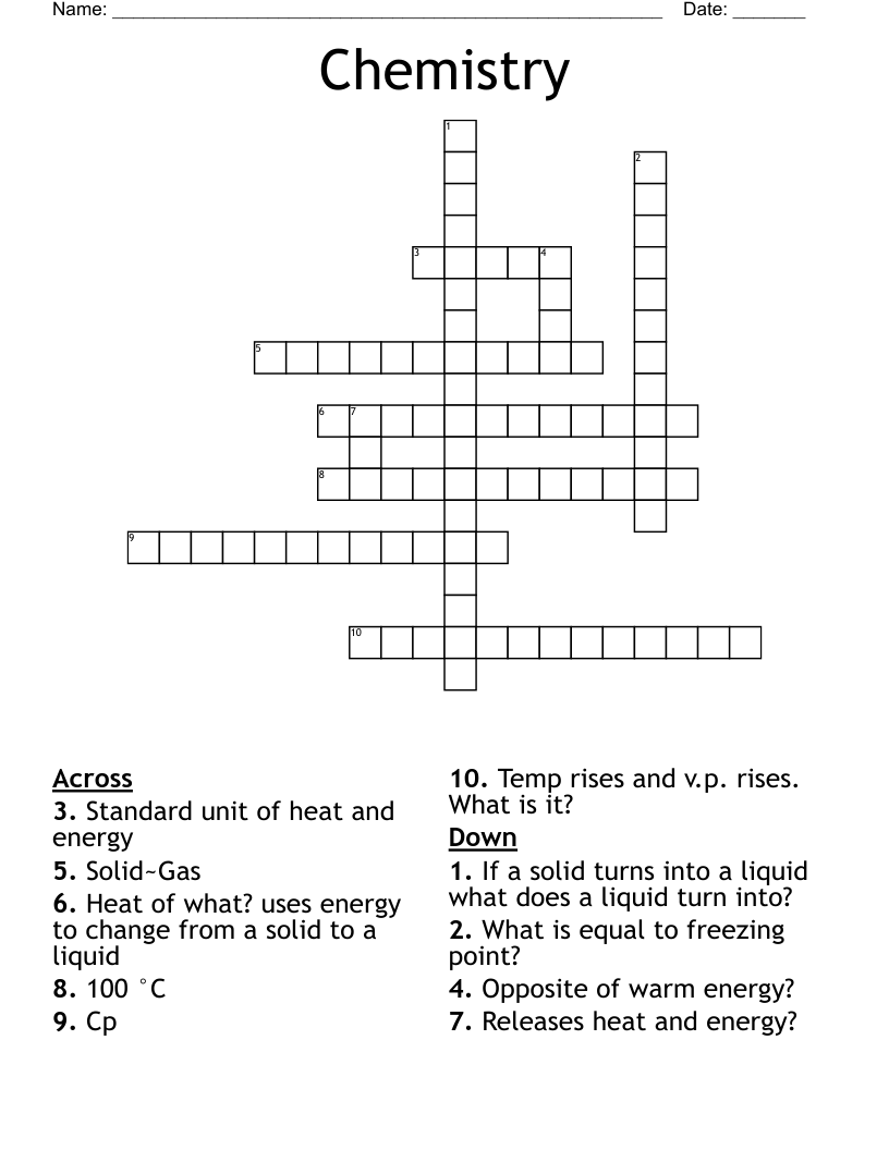 Chemistry Crossword - WordMint