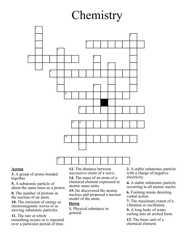 Chemistry Crossword - WordMint
