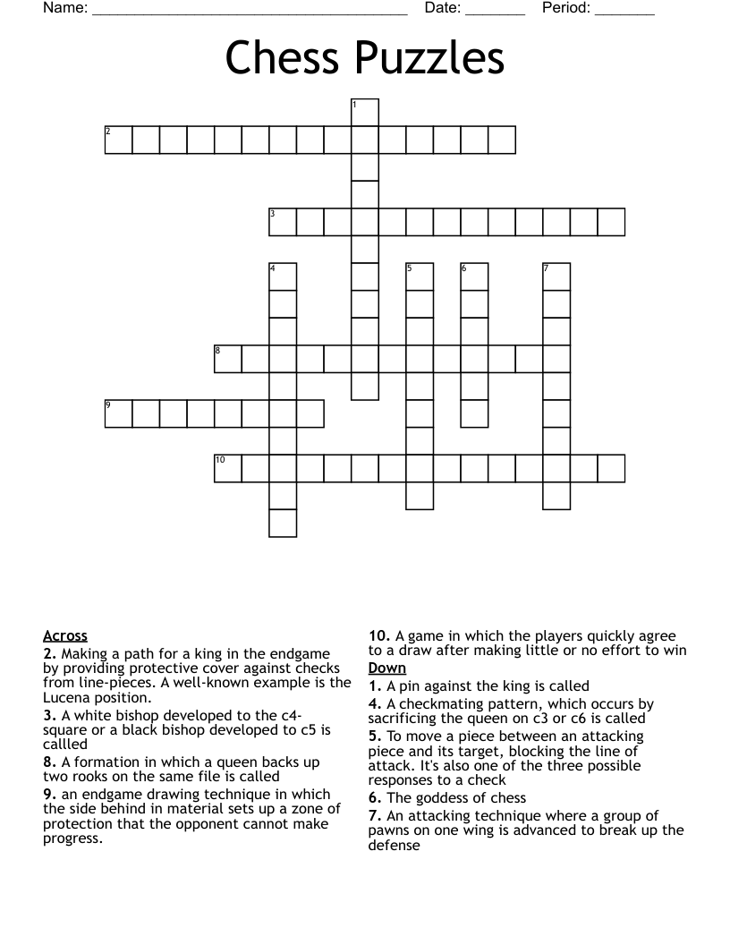 Chess Puzzles Crossword WordMint