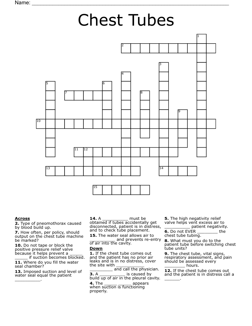 Chest Tubes Crossword WordMint