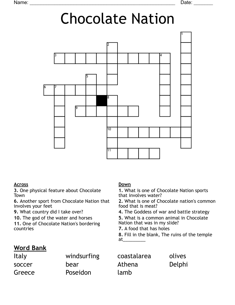 Chocolate Nation Crossword WordMint