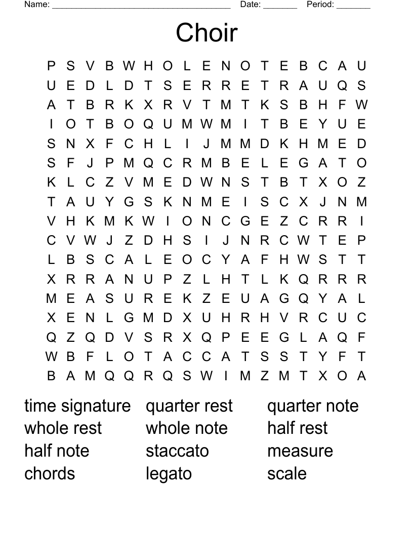 Choir Word Search WordMint