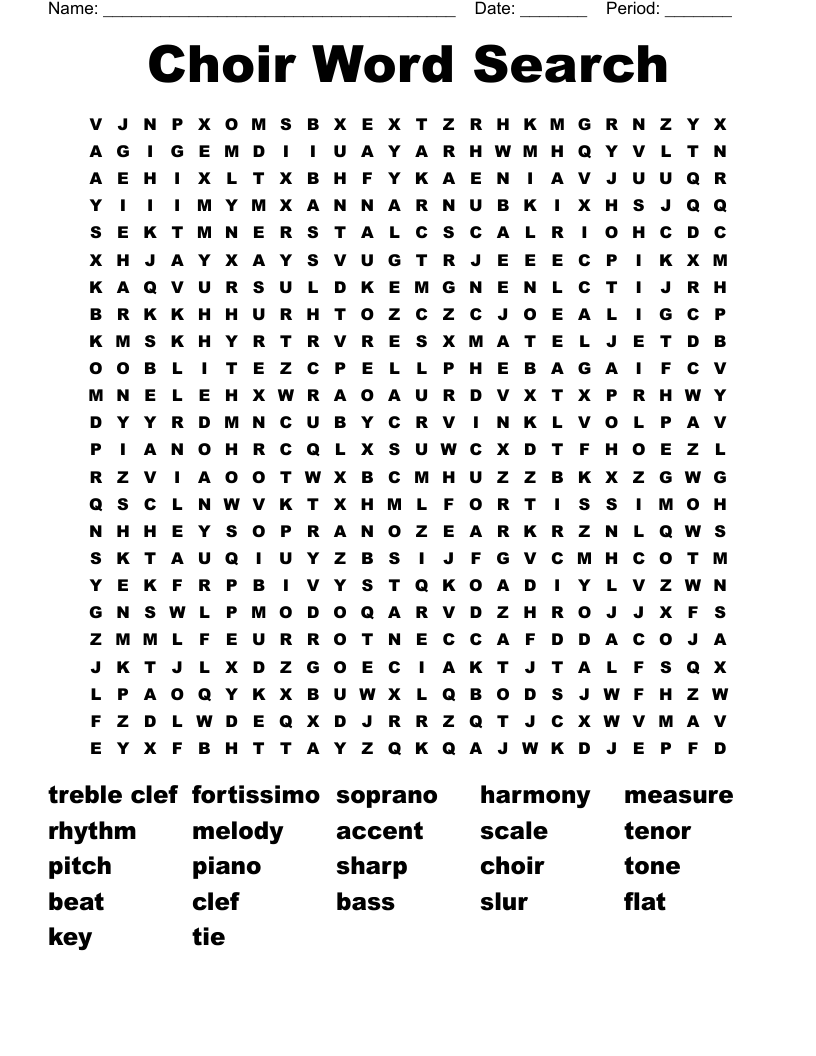 Music & Audio Crosswords, Word Searches, Bingo Cards WordMint