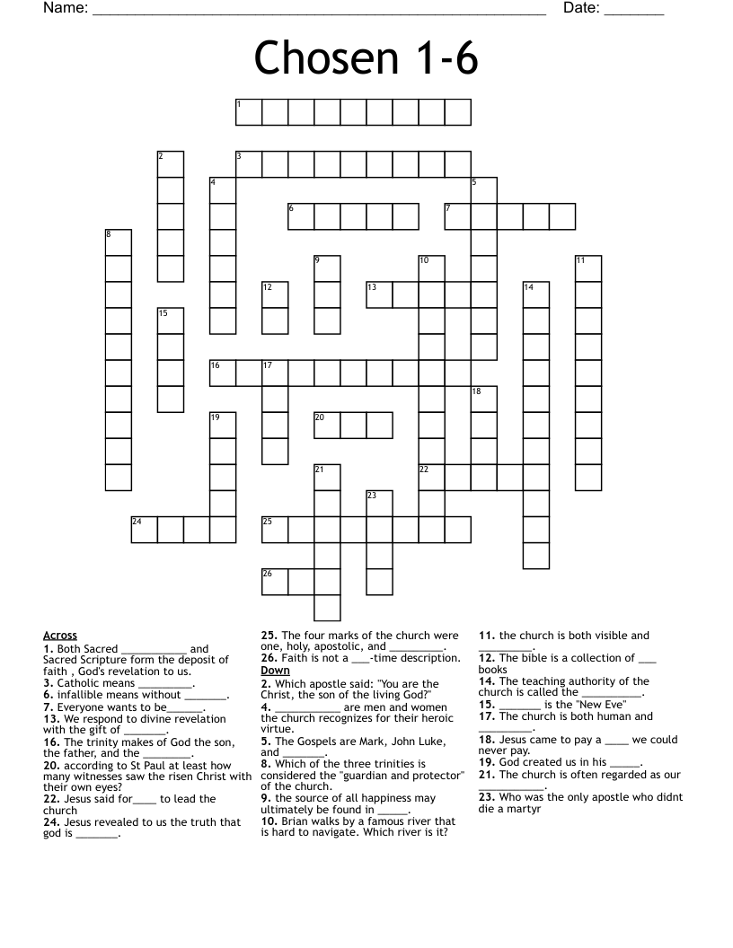 Chosen 16 Crossword WordMint