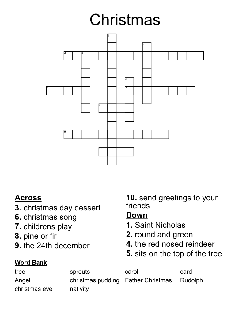 Christmas Crossword WordMint