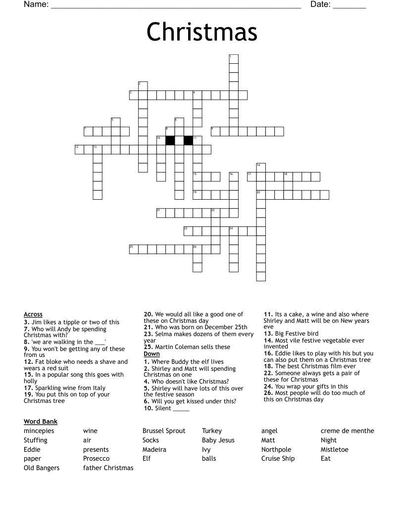 Christmas Crossword WordMint