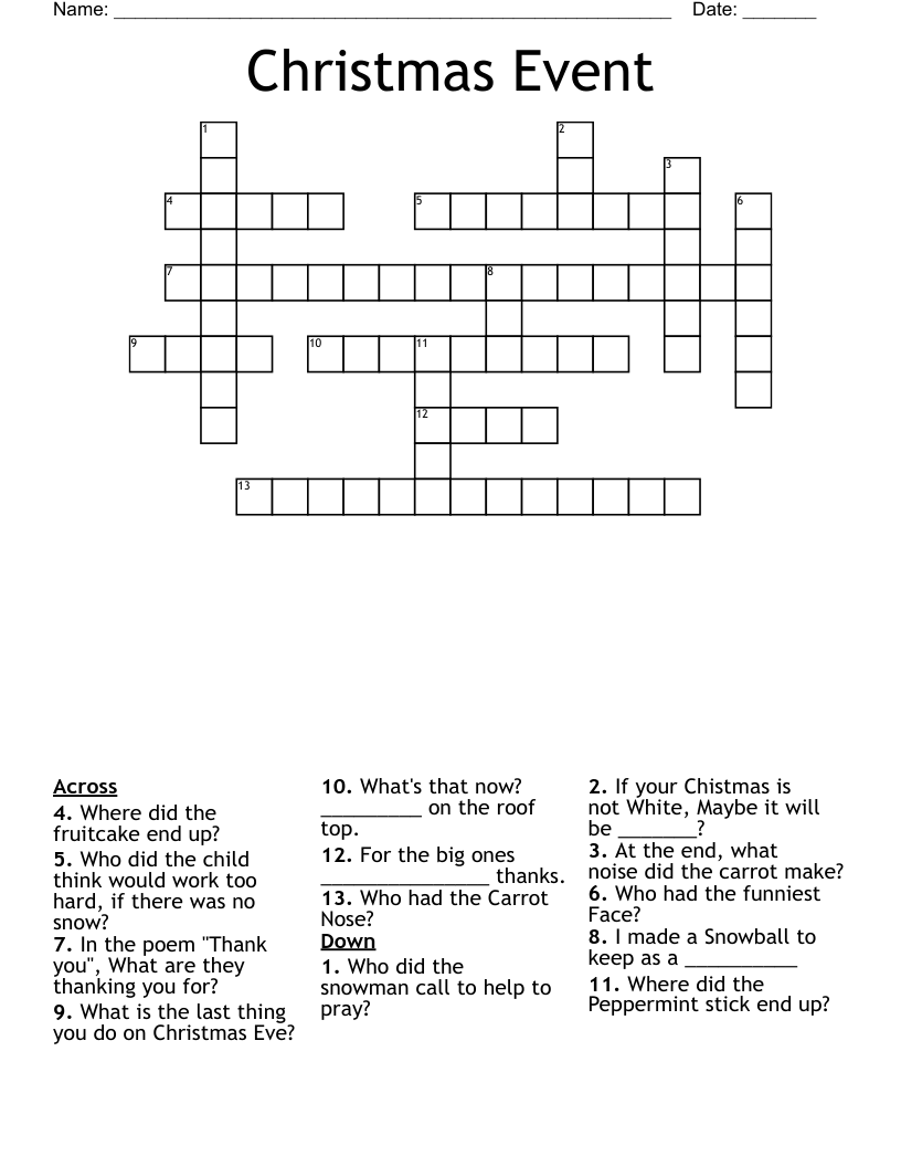 Christmas Event Crossword WordMint