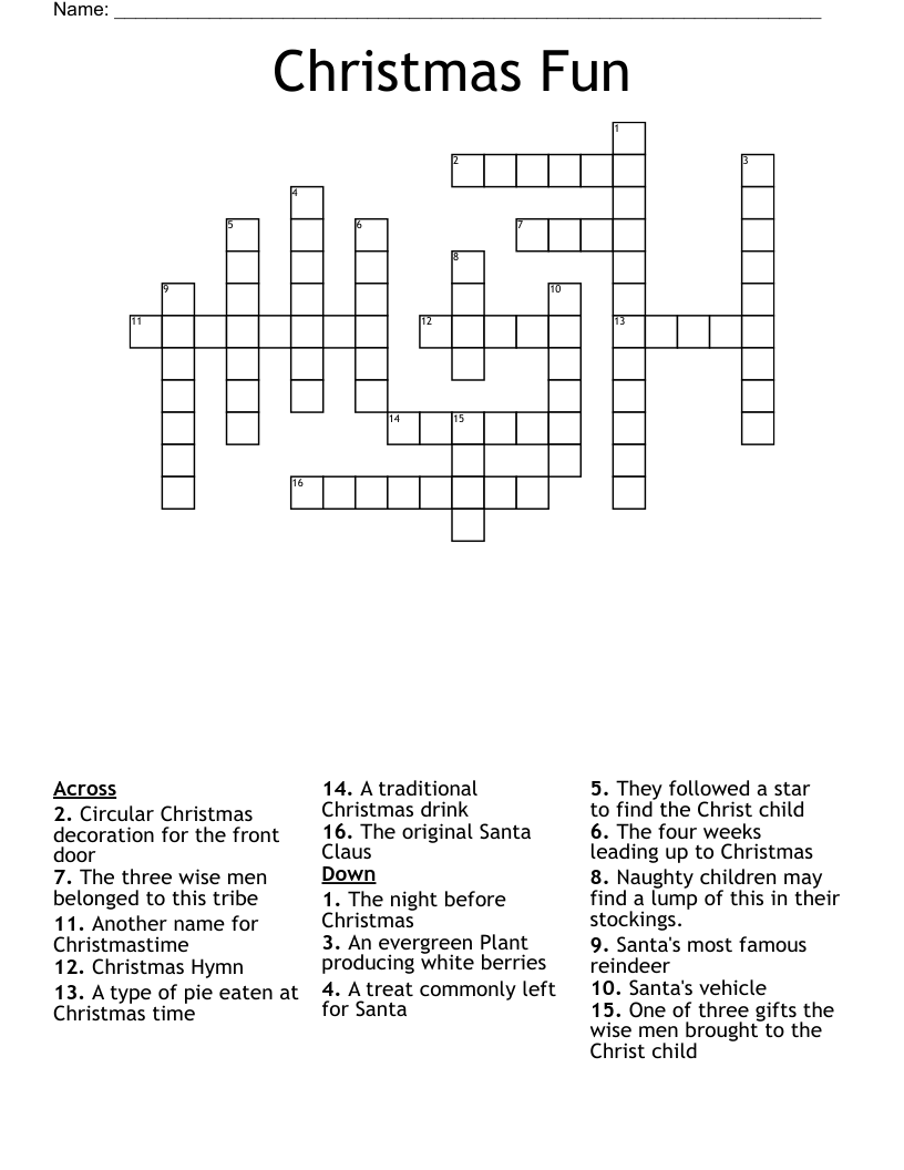 Christmas Fun Crossword WordMint