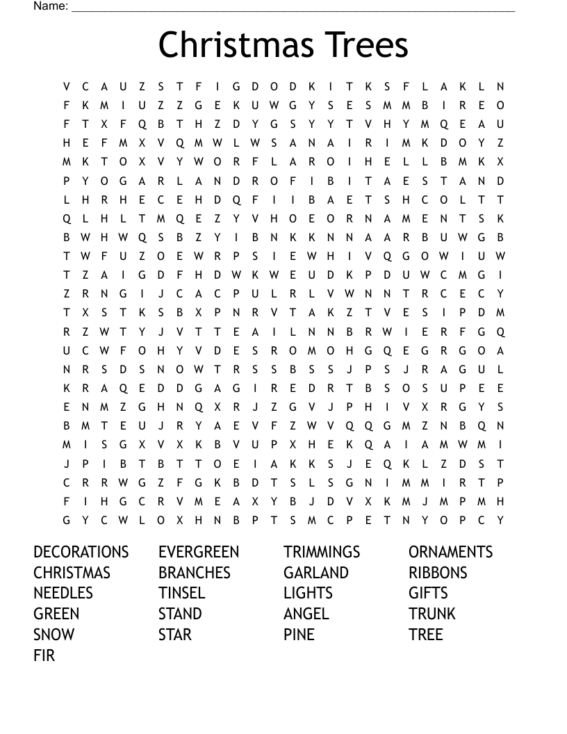 Christmas Trees Word Search WordMint