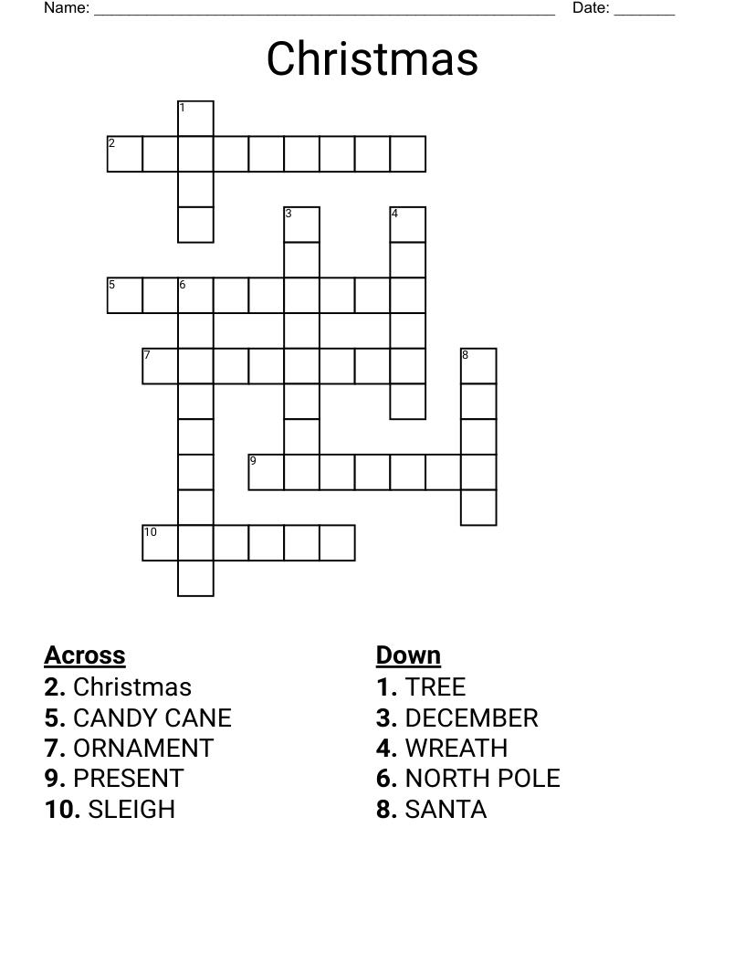 Christmas Crossword WordMint