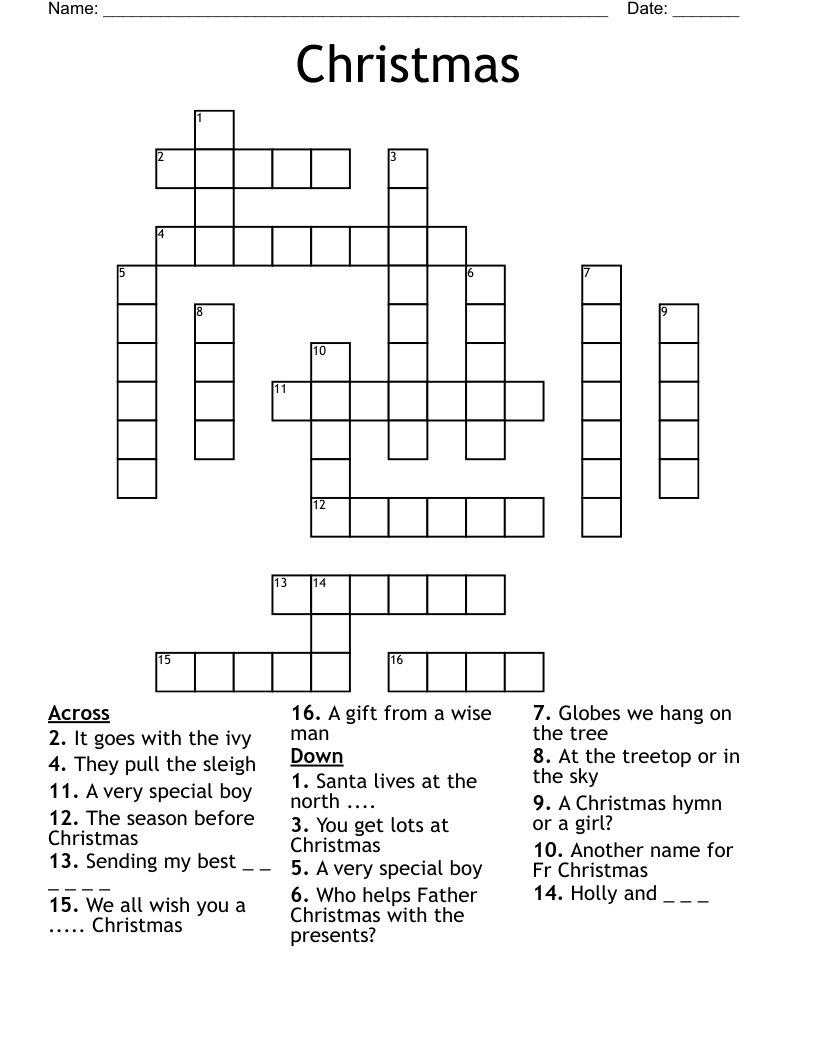 Christmas Crossword WordMint