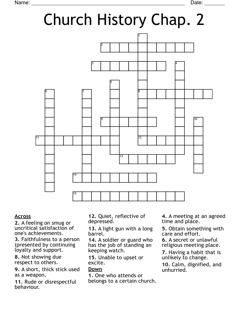 Church History Chap. 2 Crossword WordMint