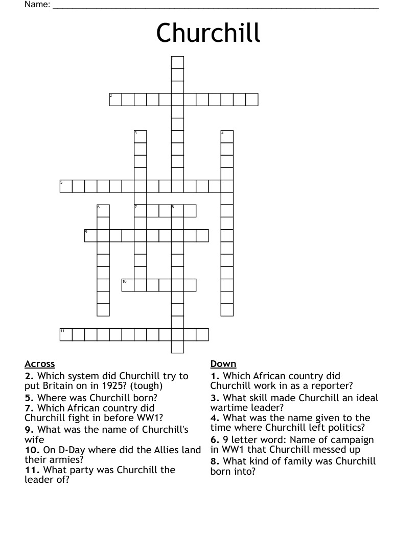 Churchill Crossword WordMint