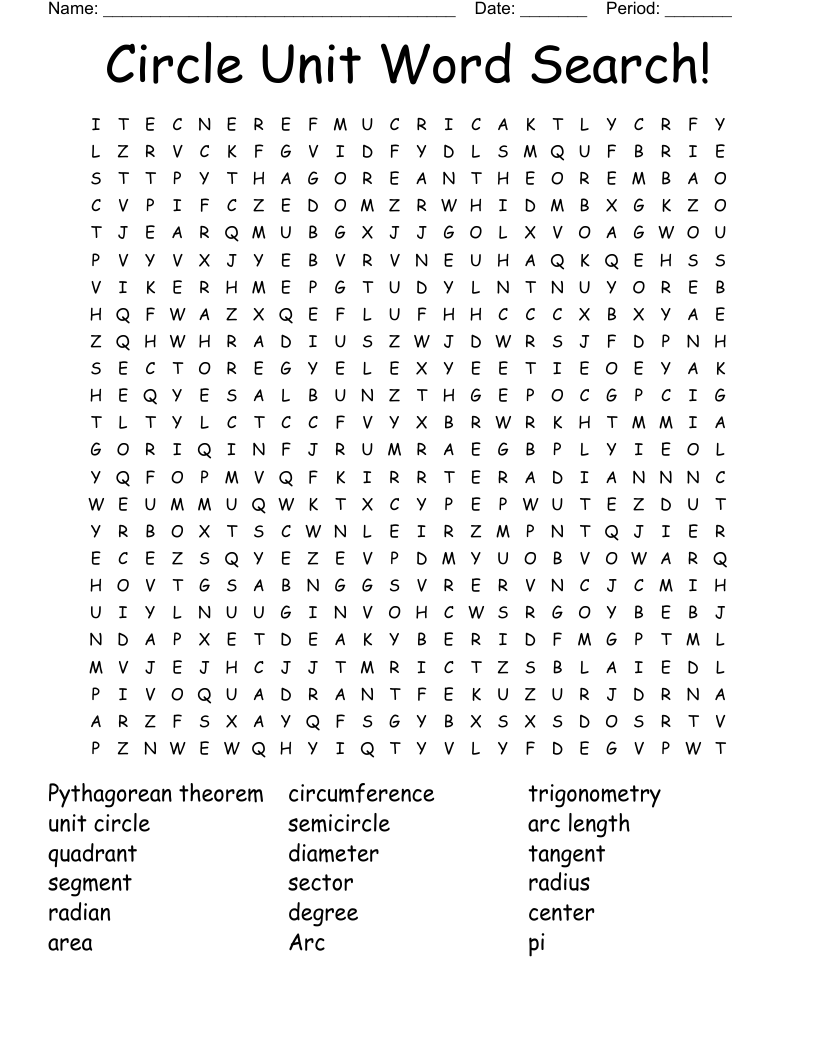 Circles Word Search - WordMint