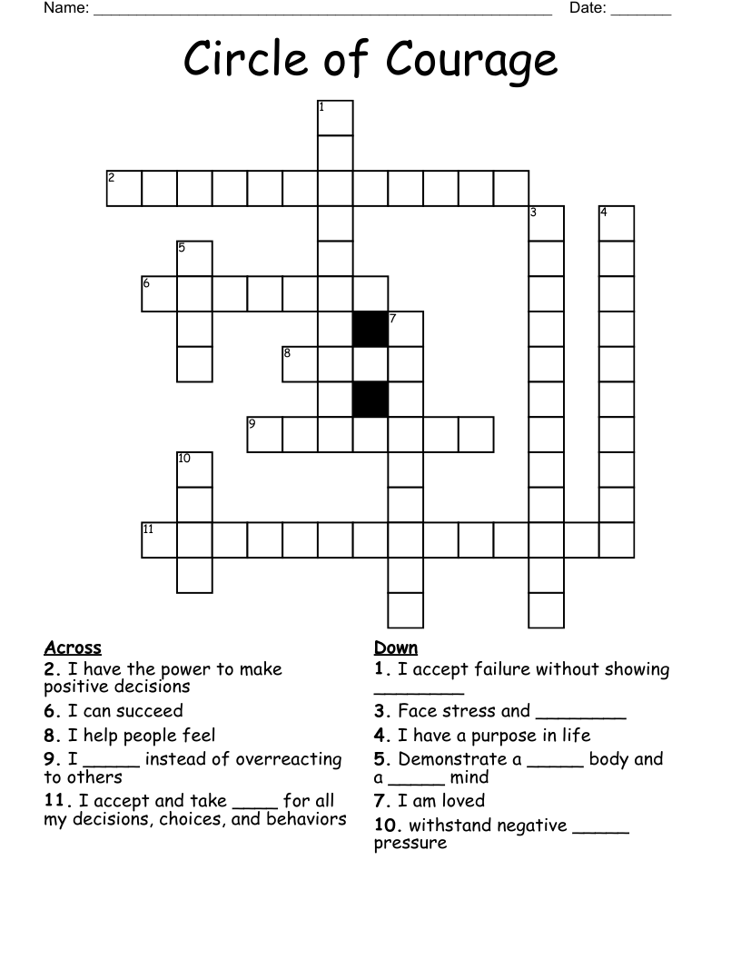 Circle of Courage Crossword WordMint