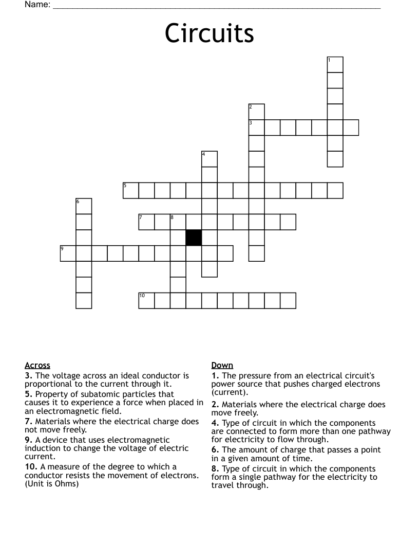 Electronics & Electrical Crosswords, Word Searches, Bingo Cards WordMint
