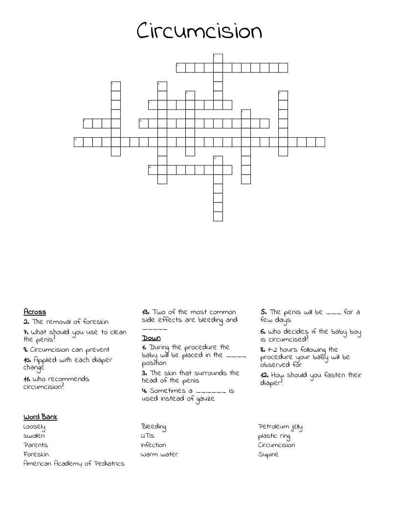 Circumcision Crossword WordMint