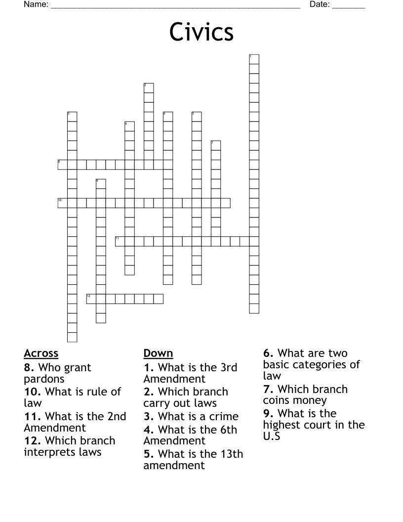 Civics Crossword - WordMint