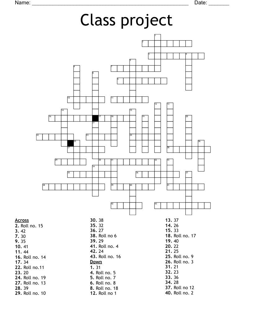 Class project Crossword WordMint