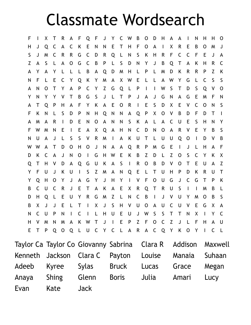 Classmate Wordsearch WordMint