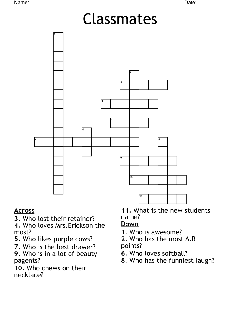 Classmates Crossword WordMint