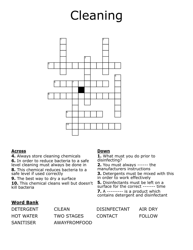 Cleaning Crossword WordMint