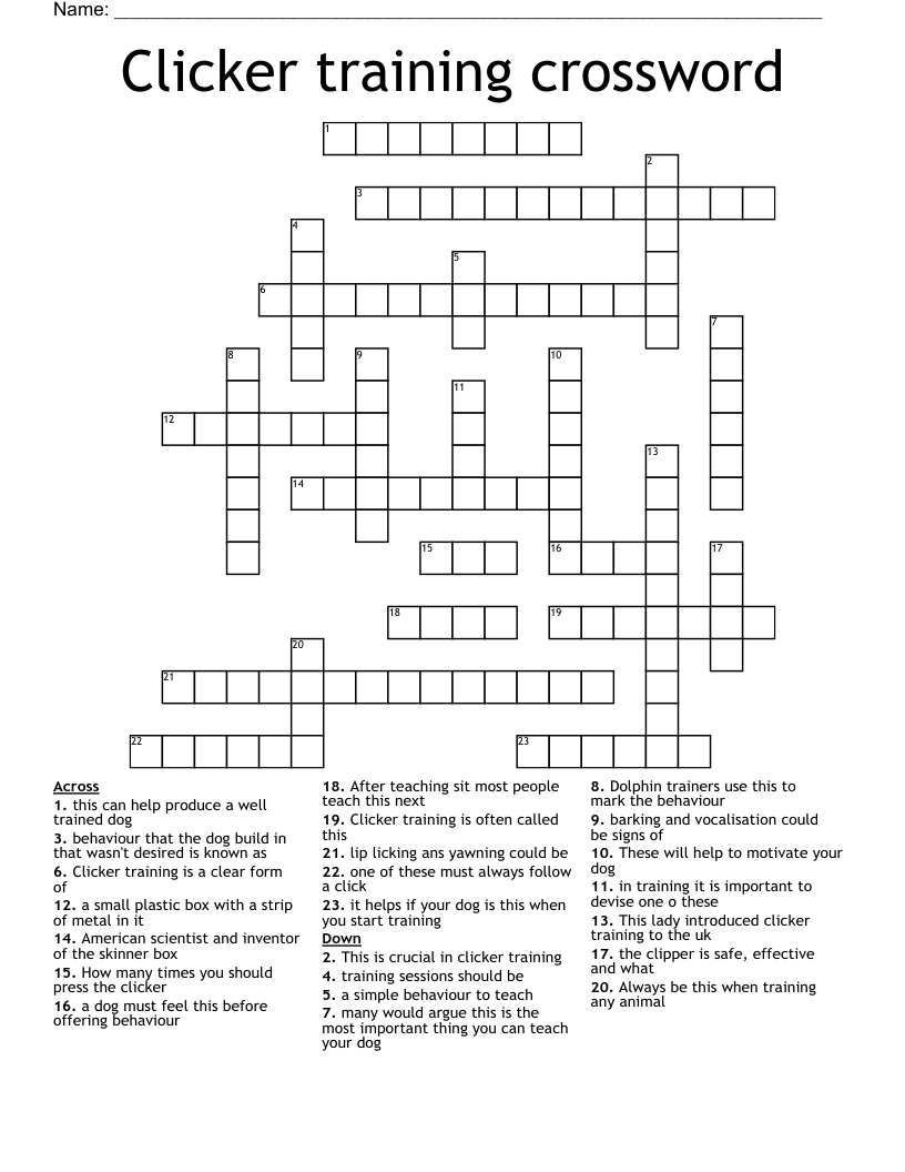 Clicker training crossword WordMint