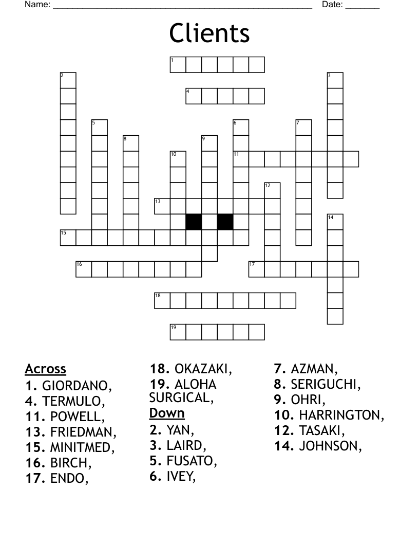 Clients Crossword WordMint
