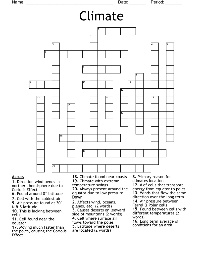 Climate Crossword - WordMint