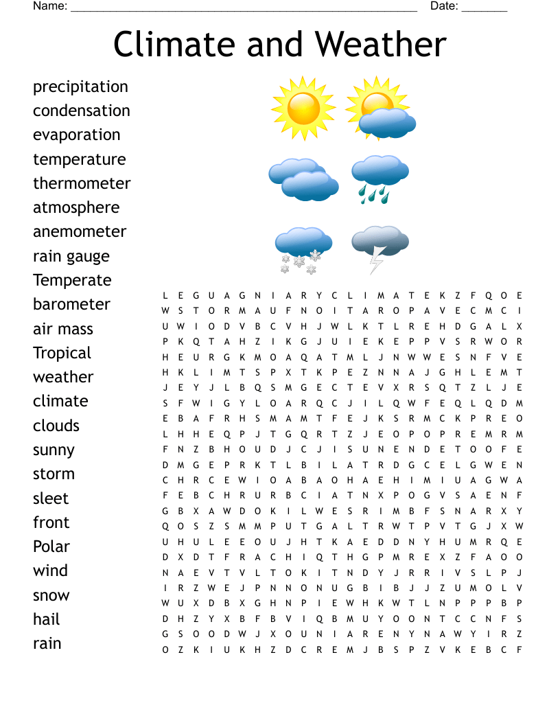 Climate and Weather Word Search WordMint