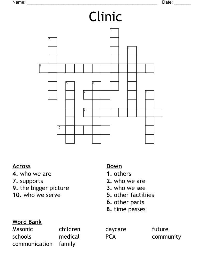 Clinic Crossword WordMint