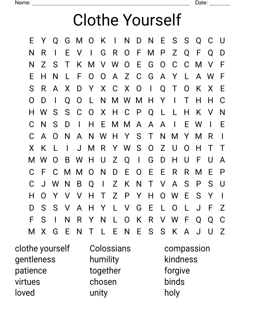 Clothe Yourself Word Search WordMint