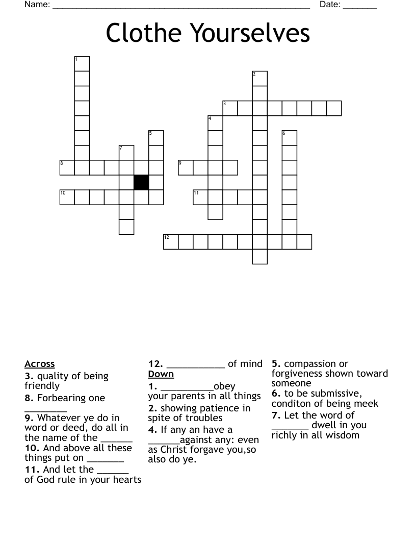Clothe Yourselves Crossword WordMint