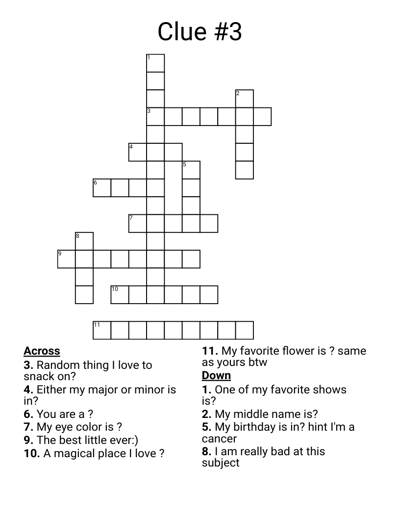 Clue #3 Crossword - WordMint