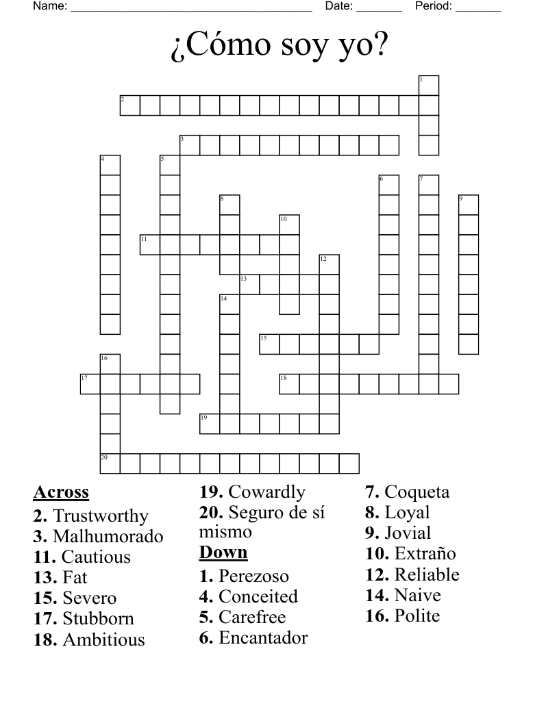 ¿Cómo soy yo? Crossword WordMint