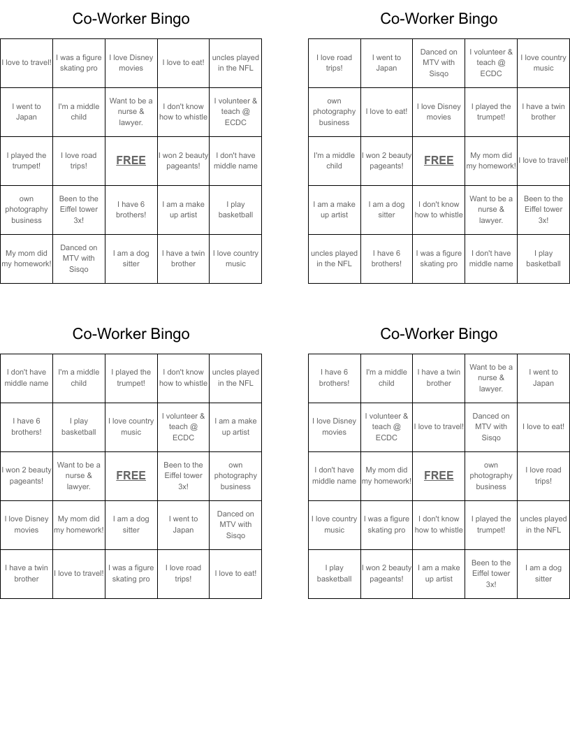 CoWorker Bingo WordMint