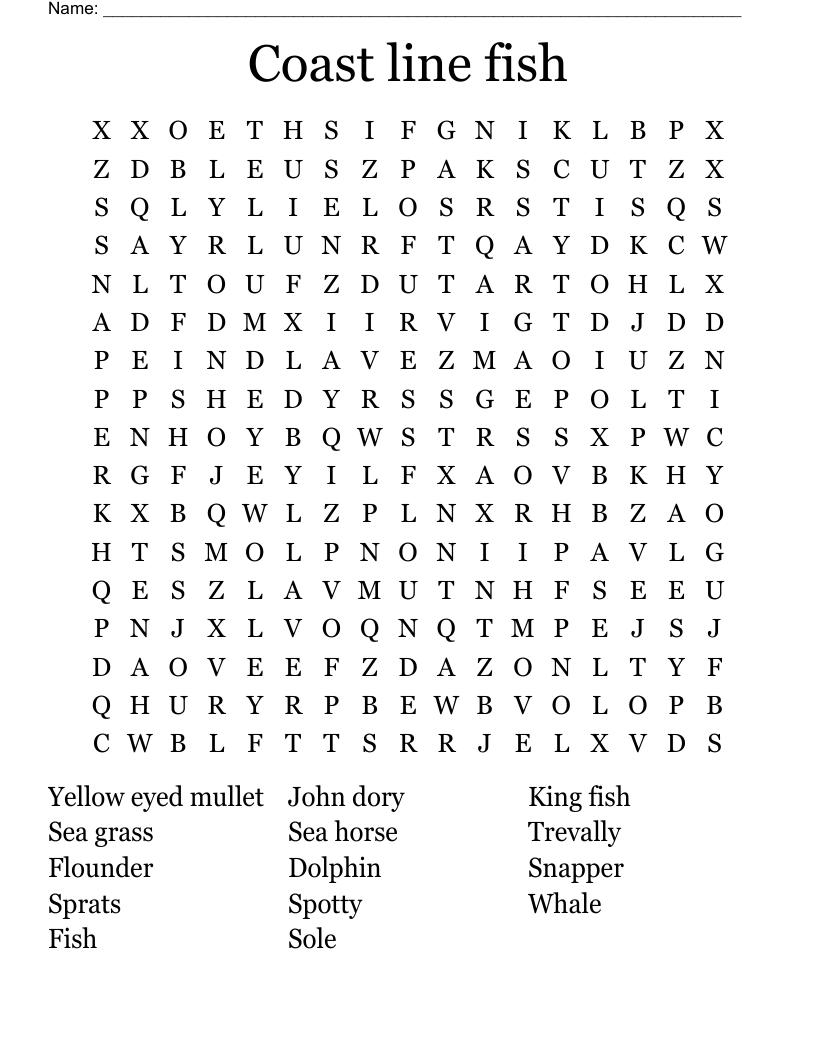 Fishing Crosswords, Word Searches, Bingo Cards WordMint